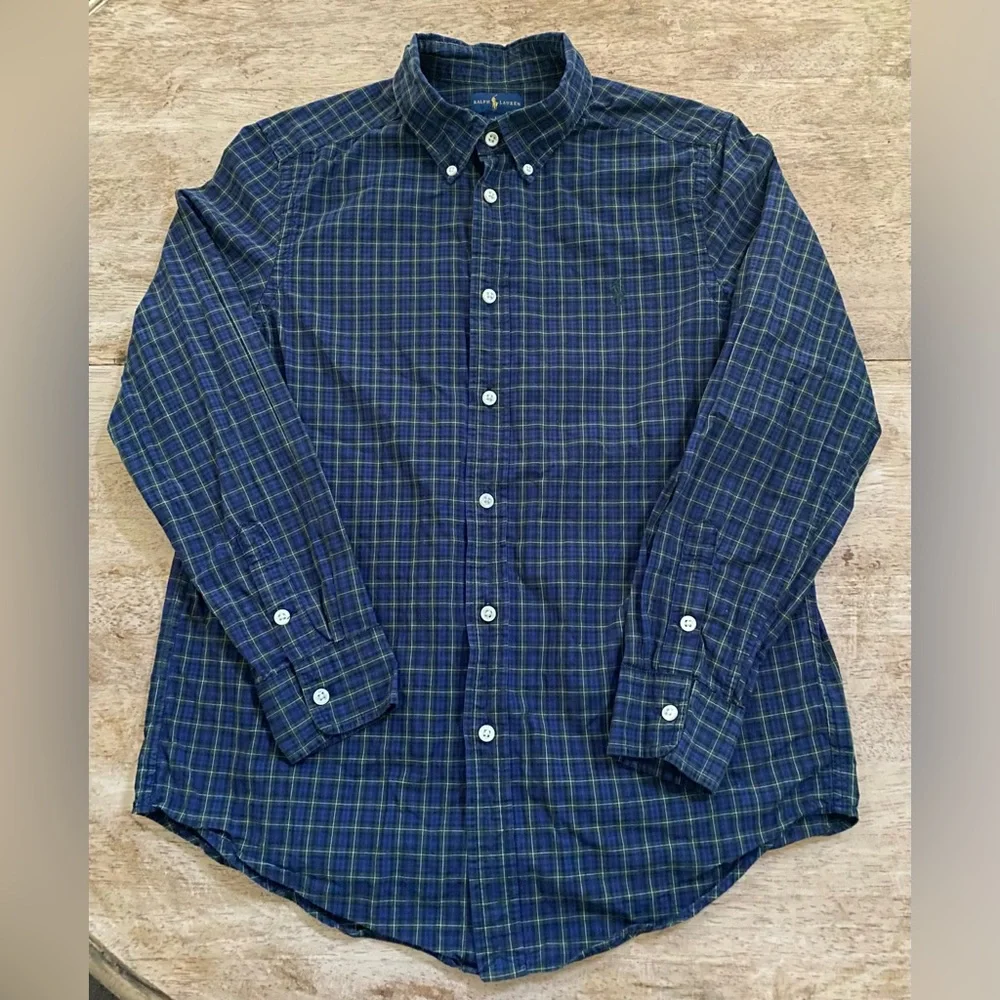 Ralph Lauren Boys’ Sz L‎ (14-16) Plaid Cotton Oxford Shirt